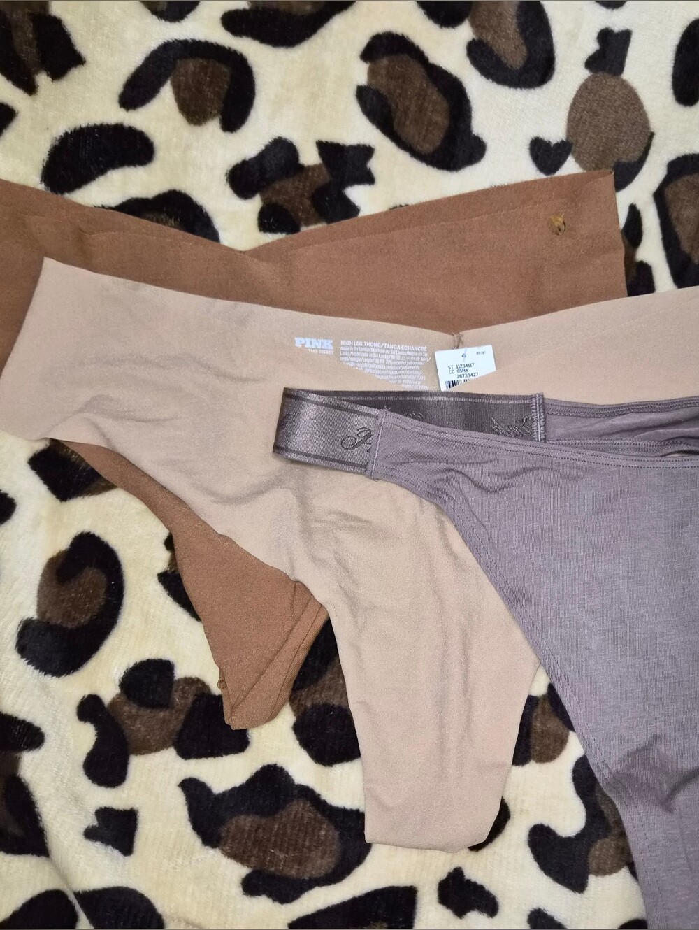Victoria's Secret PINK Seamless Thong Set in Brown, Tan, Cream